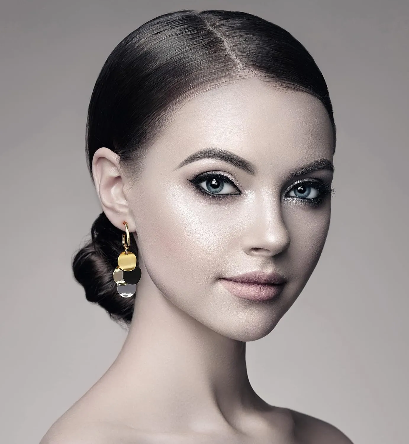Black White Earrings for Women Teen Gifts Gold Plated Dangle Drop Fashion Geometric Statement Jewelry