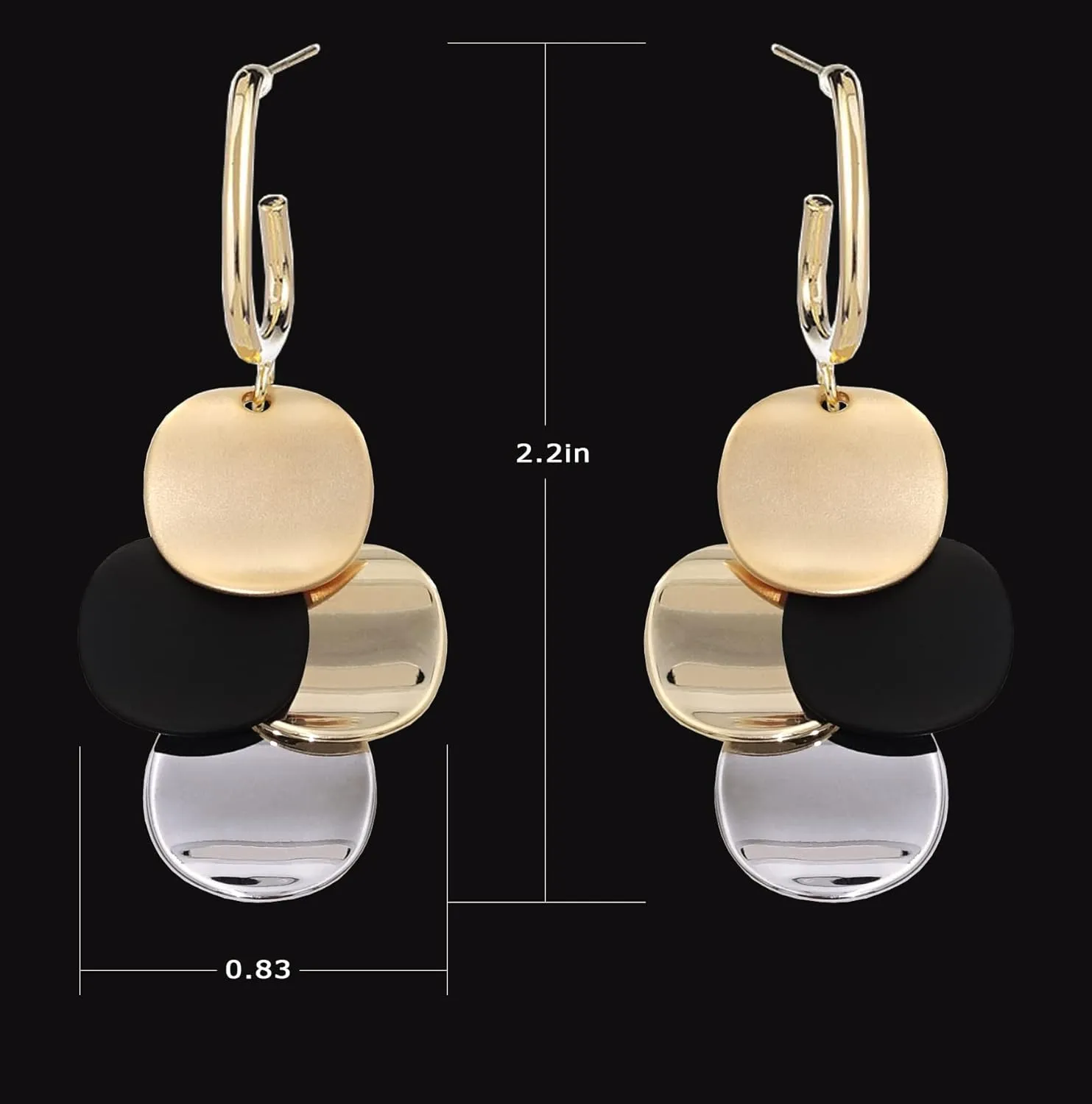 Black White Earrings for Women Teen Gifts Gold Plated Dangle Drop Fashion Geometric Statement Jewelry
