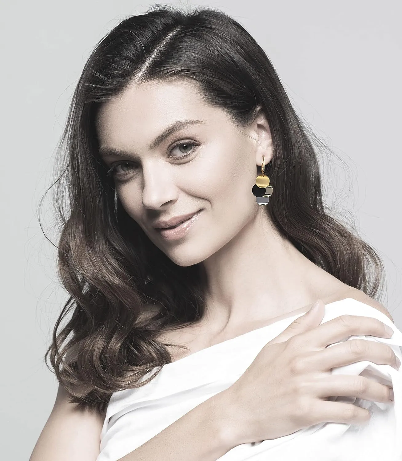 Black White Earrings for Women Teen Gifts Gold Plated Dangle Drop Fashion Geometric Statement Jewelry