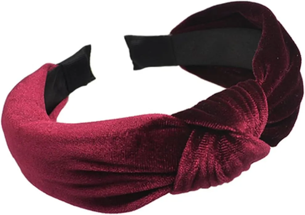 Bohemia Braid Velvet Headband Plain Design Twist Wide Hairbands Girls Hair Hoop Accessories Women's Solid Winter Head Band(A)