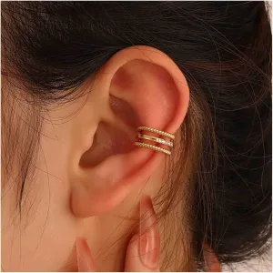 Bohemian Paved Cuff Earrings Ear Cartilage Clip on Wrap Hoop Earrings Gold Crystal Earcuffs Minimal Clip Wrap Earrings No Piercing Earring Jewelry for Women
