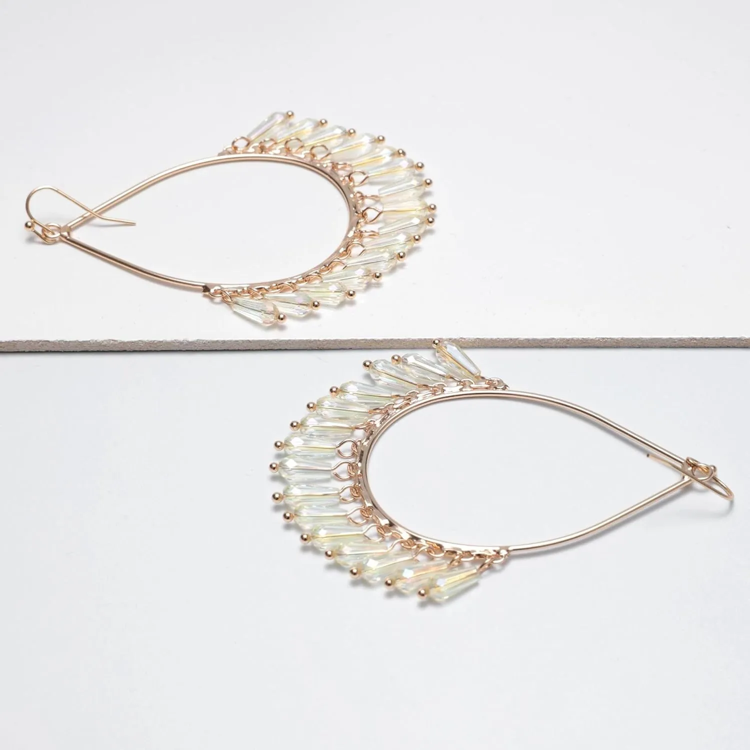Boho Beaded Chandelier Earrings Statement Teardrop Crystal Tassel Drop Dangle Earrings for Women Summer Vacation Jewelry