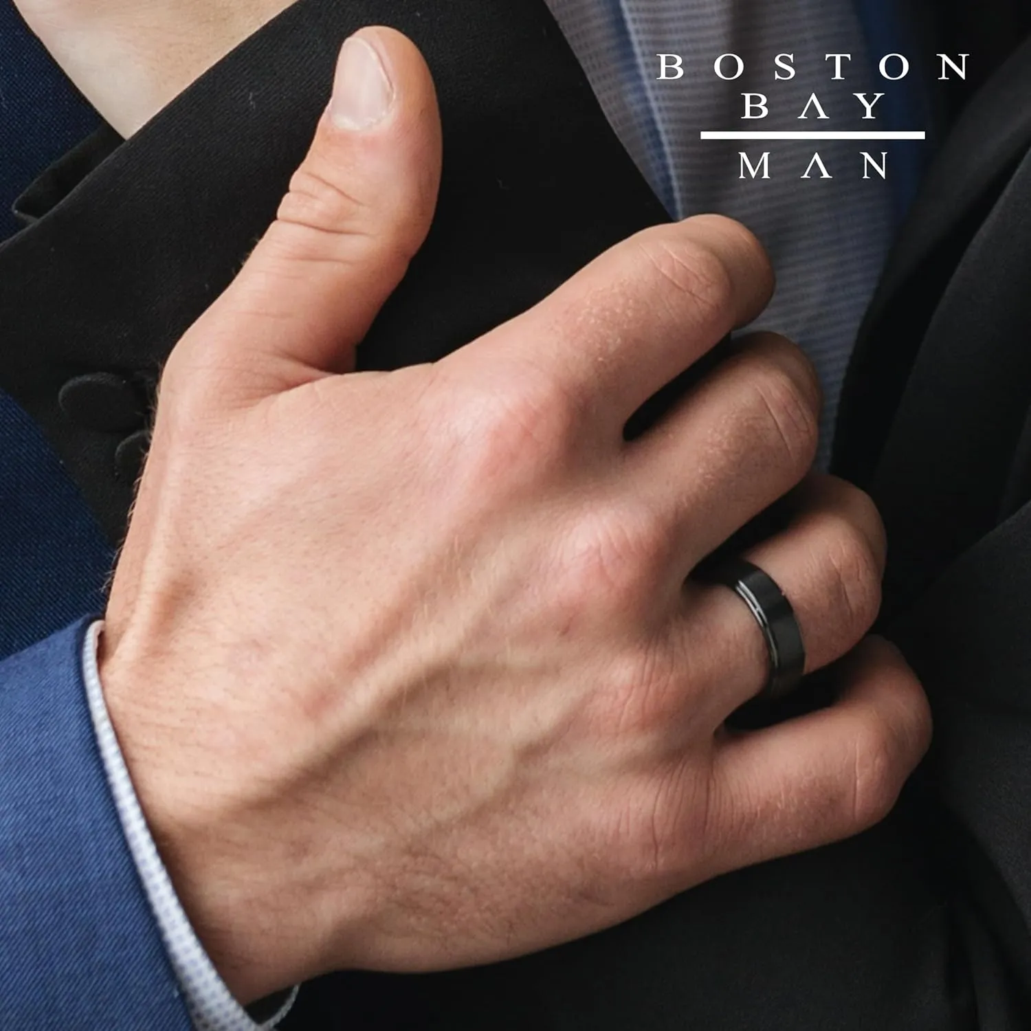 Boston Bay Diamonds Black Ceramic Unisex Comfort Fit Mens Wedding Band or Fashion Ring - 6mm, 7mm & 8mm - Choice of Style