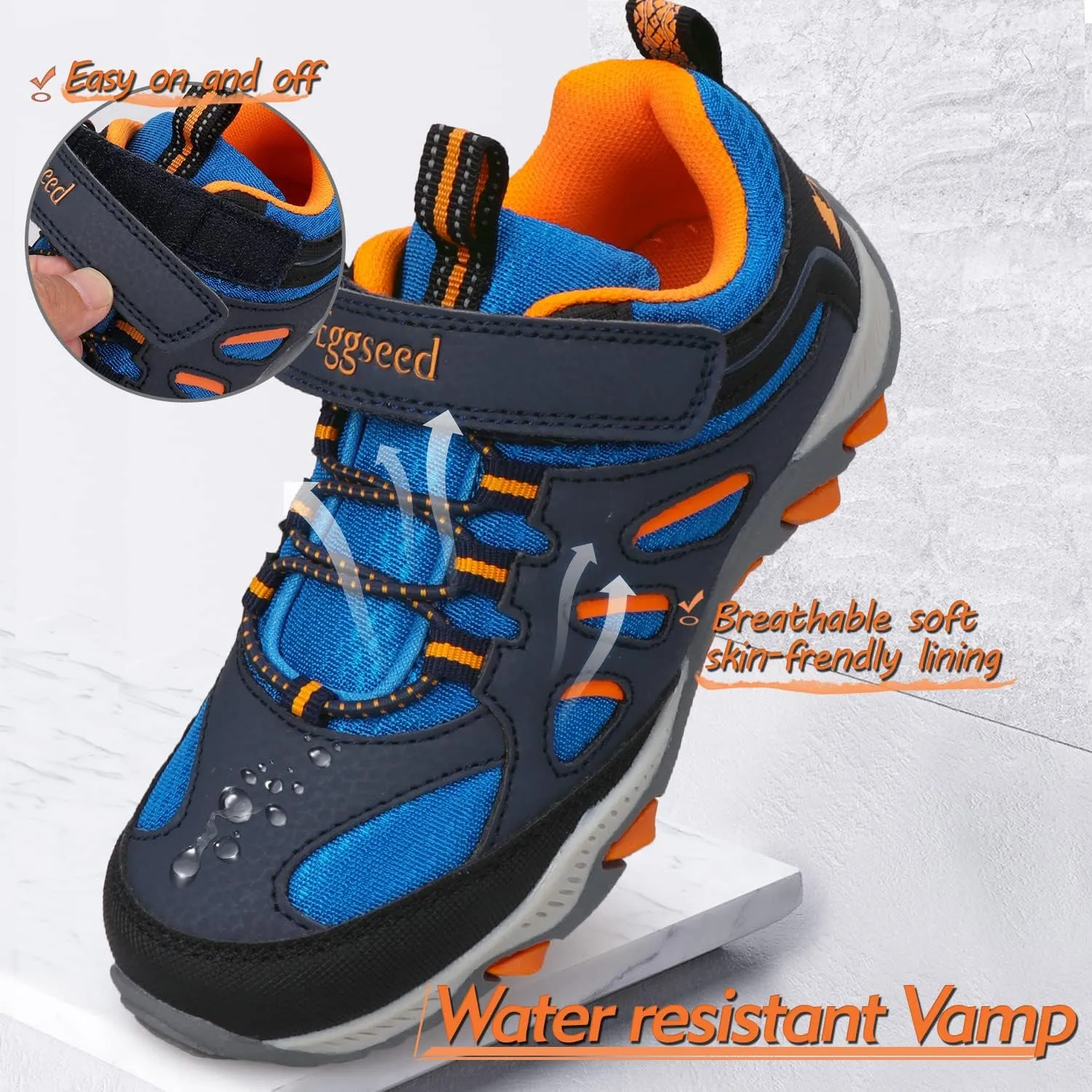 Boys Trail Shoes Sneakers for Boys Water Repellent Outdoor Hiking Tennis Running Kids Waterproof Slip Resistant Casual Comfortable