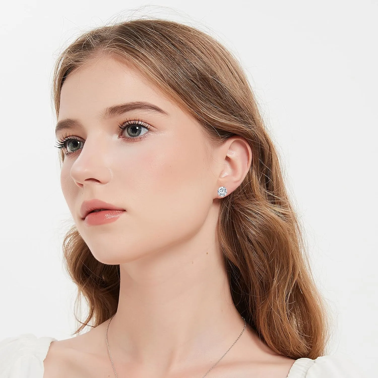 BREN Moissanite Earrings S925 Sterling Silver Imitation Diamond Earrings 18k White Gold Moissanite Earrings for Men D Color Brilliant Round Cut Moissanite Stud Earrings for Women