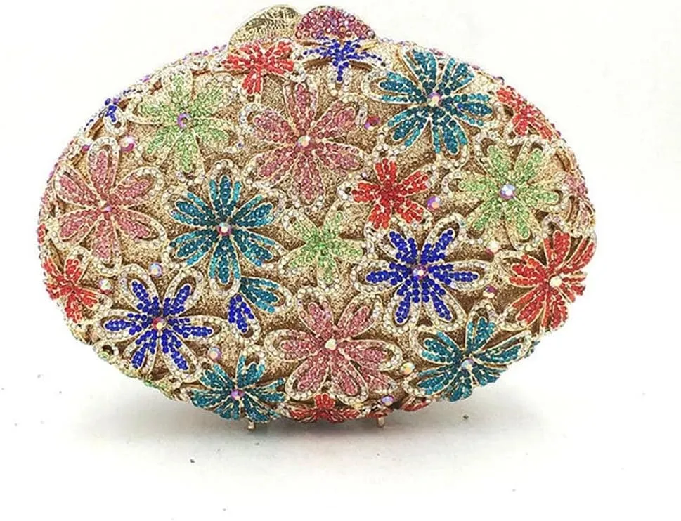 Bridal Wedding Party Purse Women Evening Party Bag Colorful Crystal Clutch