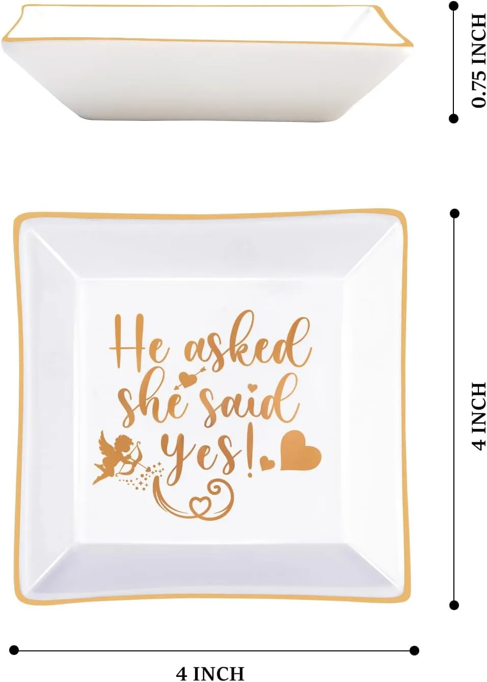 Bride Gifts, Wedding Gifts for Bride, Engagement Ring Dish-"He Asked She Said Yes"- Proposal Gifts for Bride to be - Bride Gifts for Wedding Day, Bachelorette Bridal Shower Gifts for Bride, Mrs Gifts