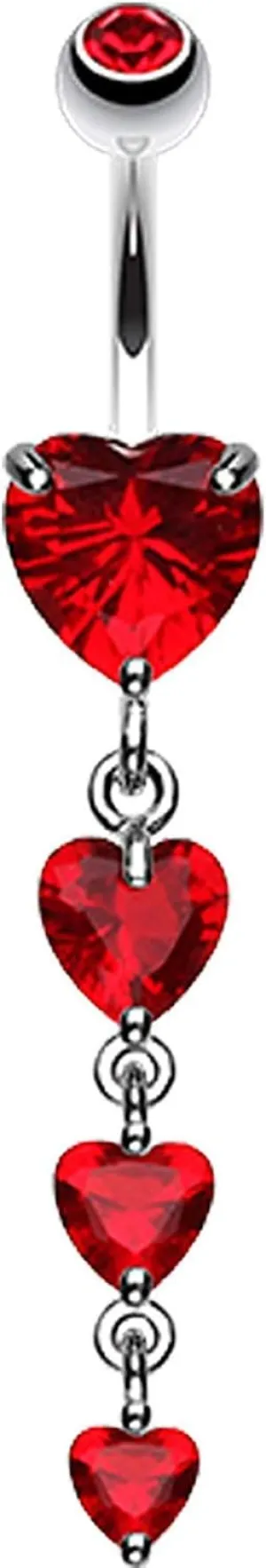 Brilliant Heart Cascade Belly Button Ring