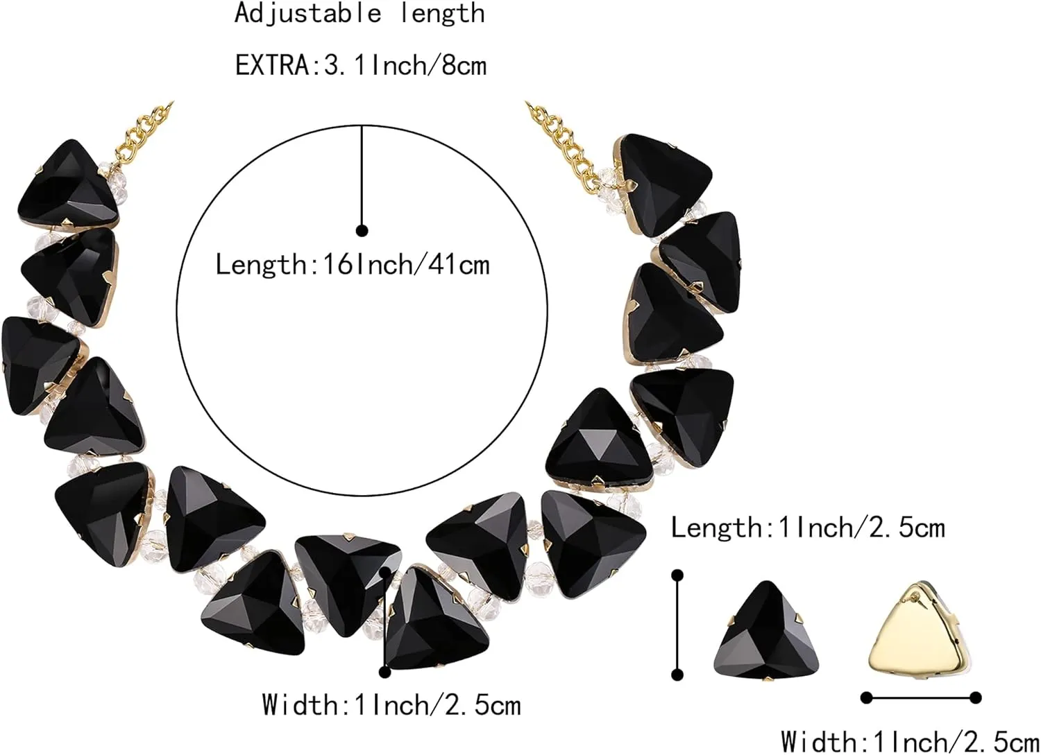 BriLove Art Deco Sparkly Triangle Statement Necklace Earrings Set for Women
