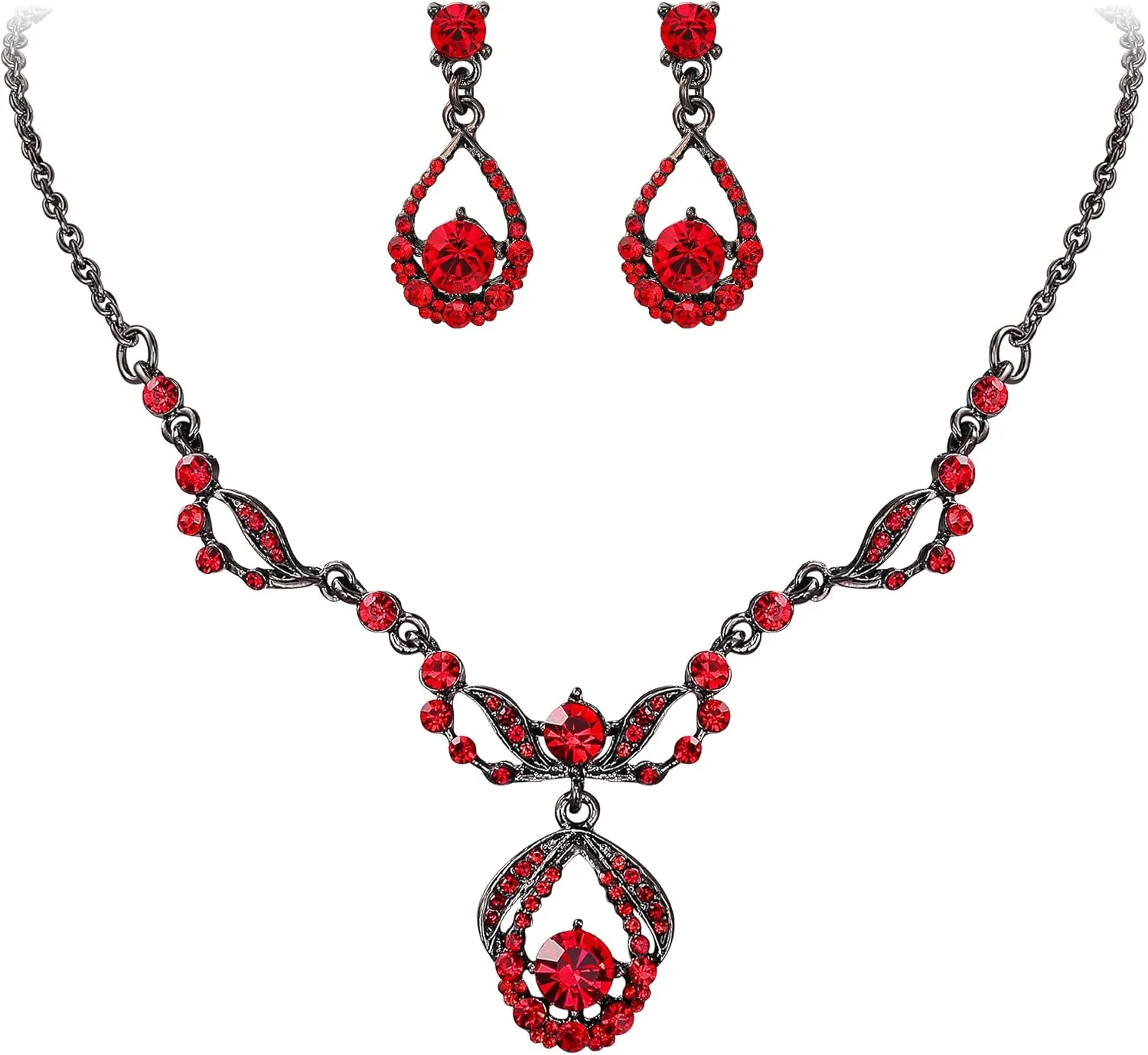 BriLove Wedding Jewelry Sets for Brides Rhinestone Beaded Pendant Neckalce Dangle Earrings