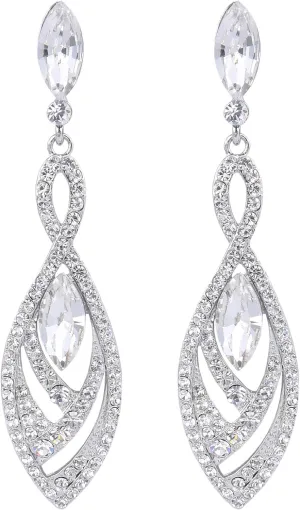 BriLove Women's Crystal Gorgeous Twisted Dual Chandelier Teardrop Fashion Pierced Dangle Earrings