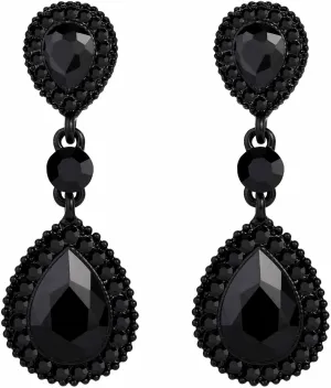 BriLove Women's Wedding Bridal Crystal Teardrop Infinity Figure 8 Dangle Earrings