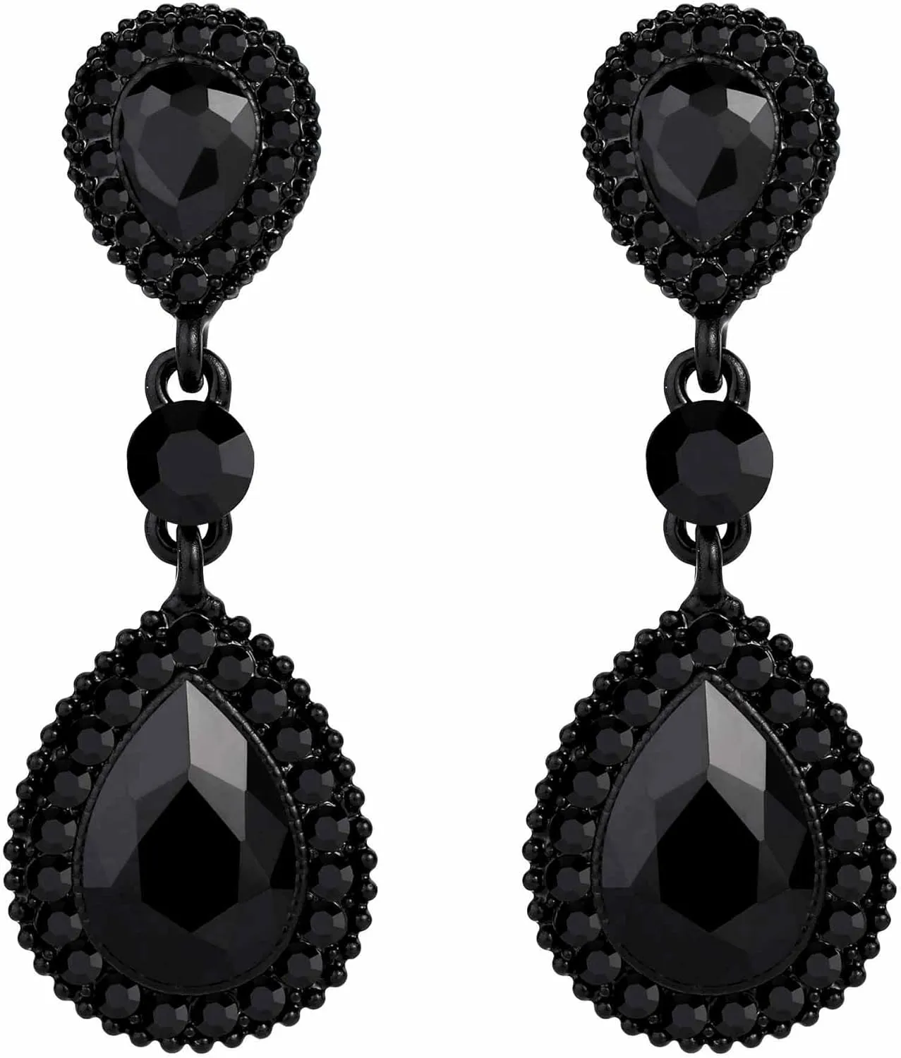 BriLove Women's Wedding Bridal Crystal Teardrop Infinity Figure 8 Dangle Earrings