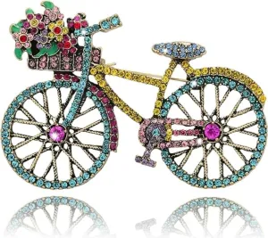 Brooch Pins Colorful Cubic Zirconia CZ Biking Lapel Brooch Pins Vintage 70s 80s Handmade Bike Lapel Retro Brooches for Women Men Birthday Gift Jewelry