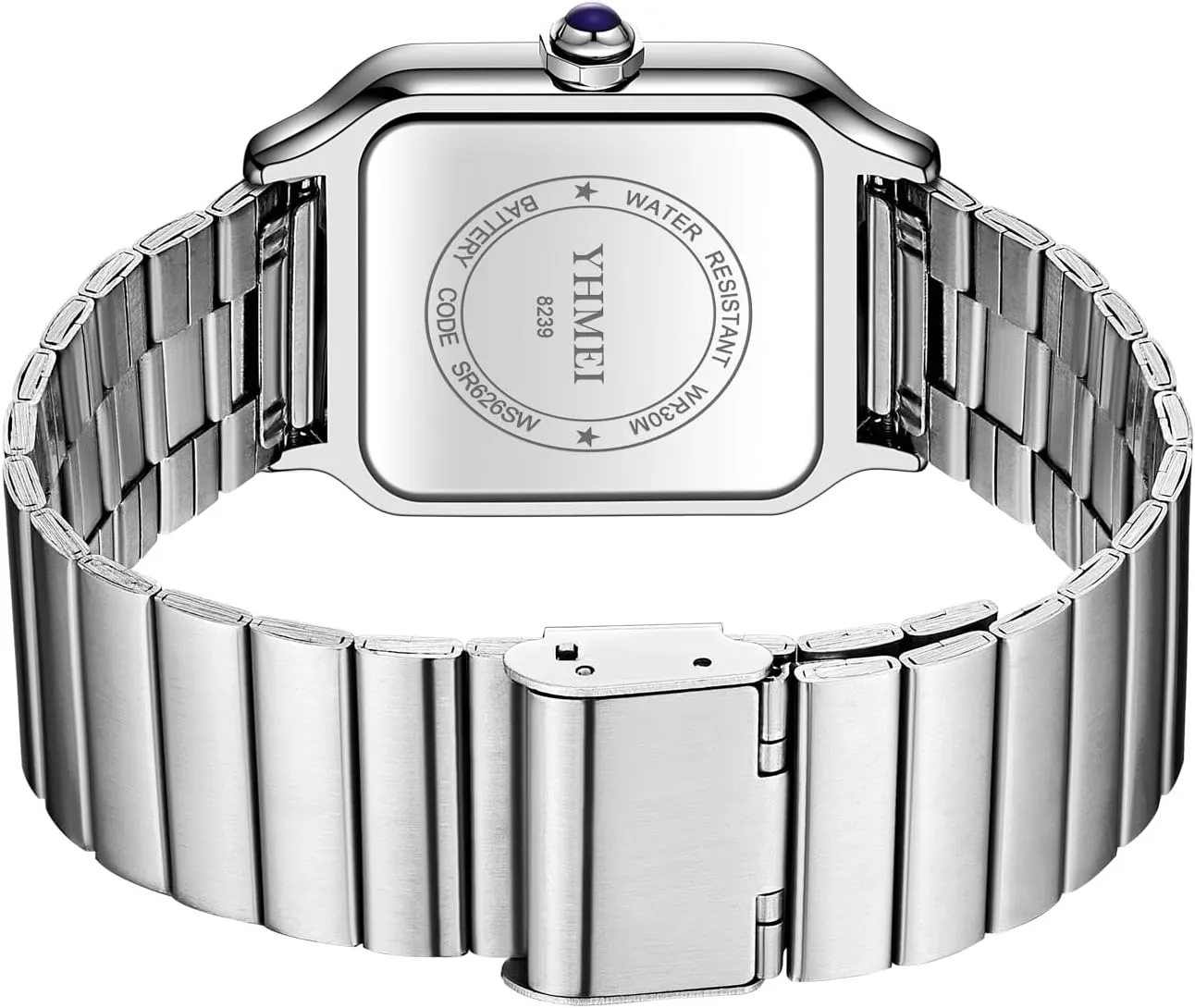 CARLIEN Unisex Classic Square Roman Numerals Silver Analog Waterproof Watches for Women Men Stainless Steel Strap Date Display Casual Wristwatch
