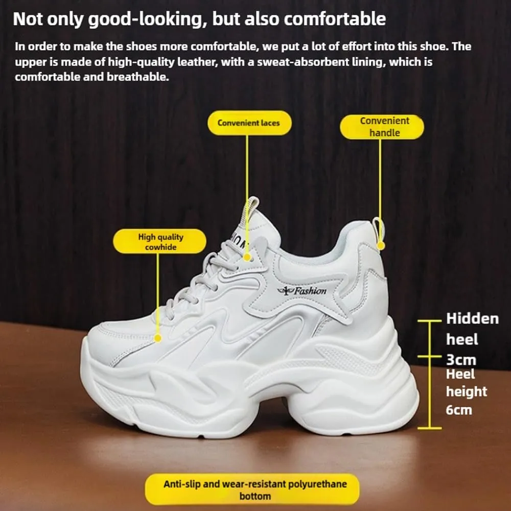 Casual Height-Enhancing dad Shoes,Fashion Lace Up Height Increasing Chunky Shoes Comfortable Non Slip Platform Dad Shoes,Chunky Sneakers for Women