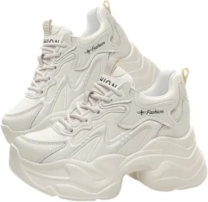 Casual Height-Enhancing dad Shoes,Fashion Lace Up Height Increasing Chunky Shoes Comfortable Non Slip Platform Dad Shoes,Chunky Sneakers for Women