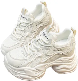 Casual Height-Enhancing dad Shoes,Fashion Lace Up Height Increasing Chunky Shoes Comfortable Non Slip Platform Dad Shoes,Chunky Sneakers for Women