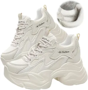 Casual Height-Enhancing dad Shoes,Fashion Lace Up Height Increasing Chunky Shoes Comfortable Non Slip Platform Dad Shoes,Chunky Sneakers for Women