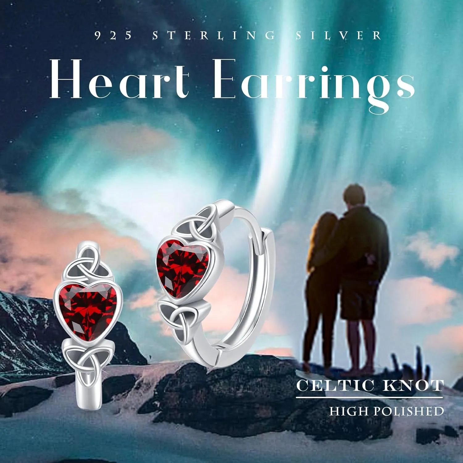 Celtic Knot Earrings Heart Hoops S925 Sterling Silver Irish Earrings Cartilage Hoop Earrings Small Hoop Earrings for Women