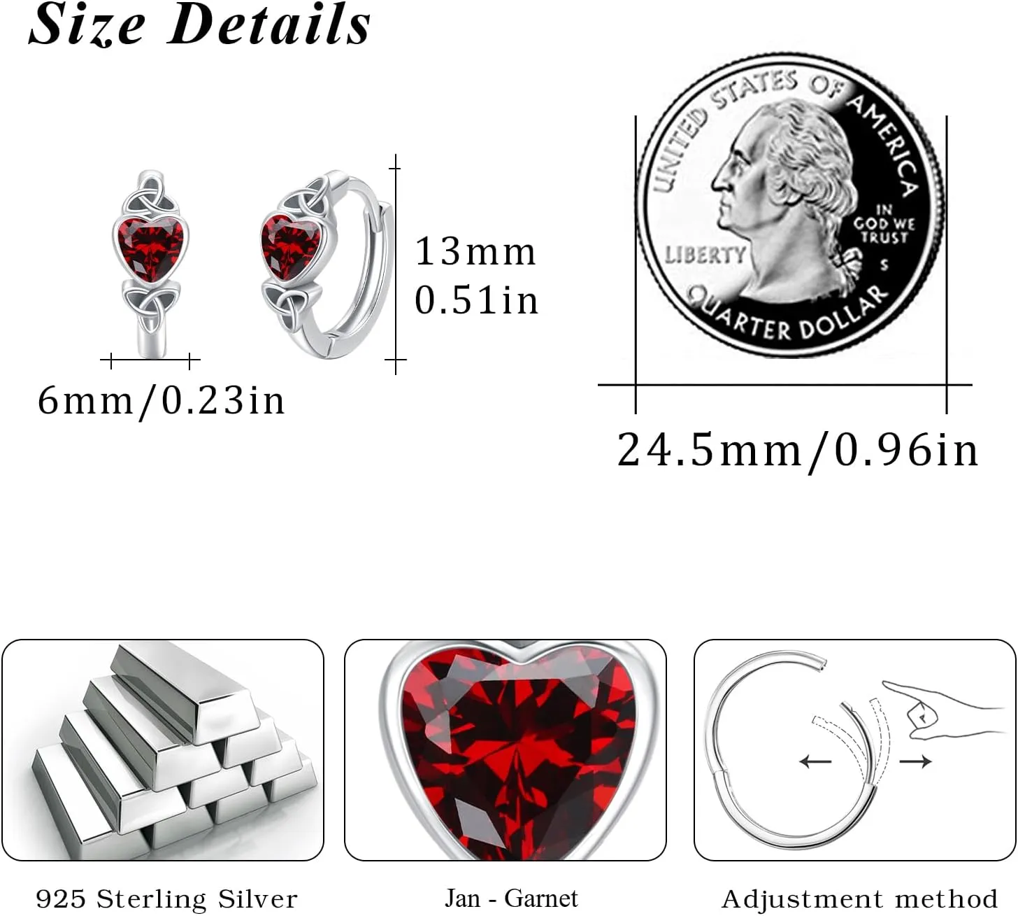 Celtic Knot Earrings Heart Hoops S925 Sterling Silver Irish Earrings Cartilage Hoop Earrings Small Hoop Earrings for Women