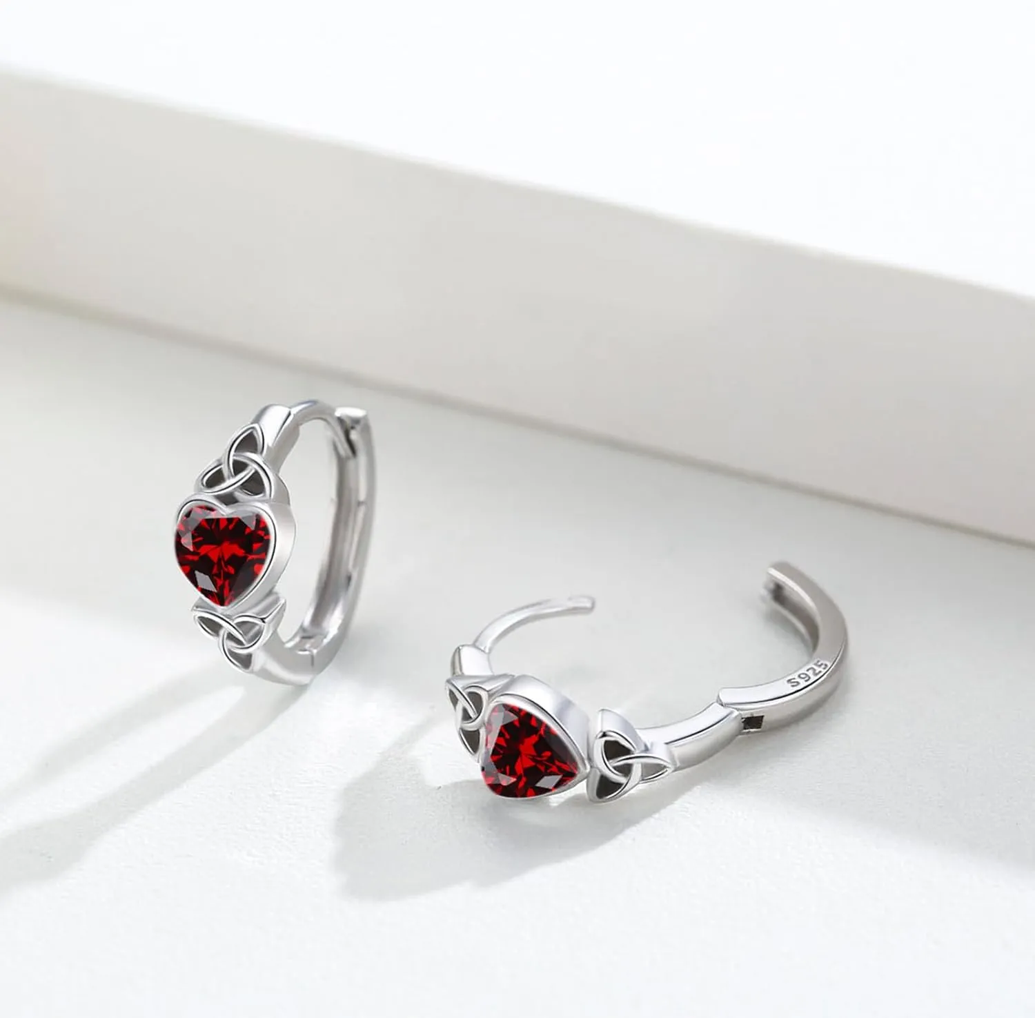 Celtic Knot Earrings Heart Hoops S925 Sterling Silver Irish Earrings Cartilage Hoop Earrings Small Hoop Earrings for Women