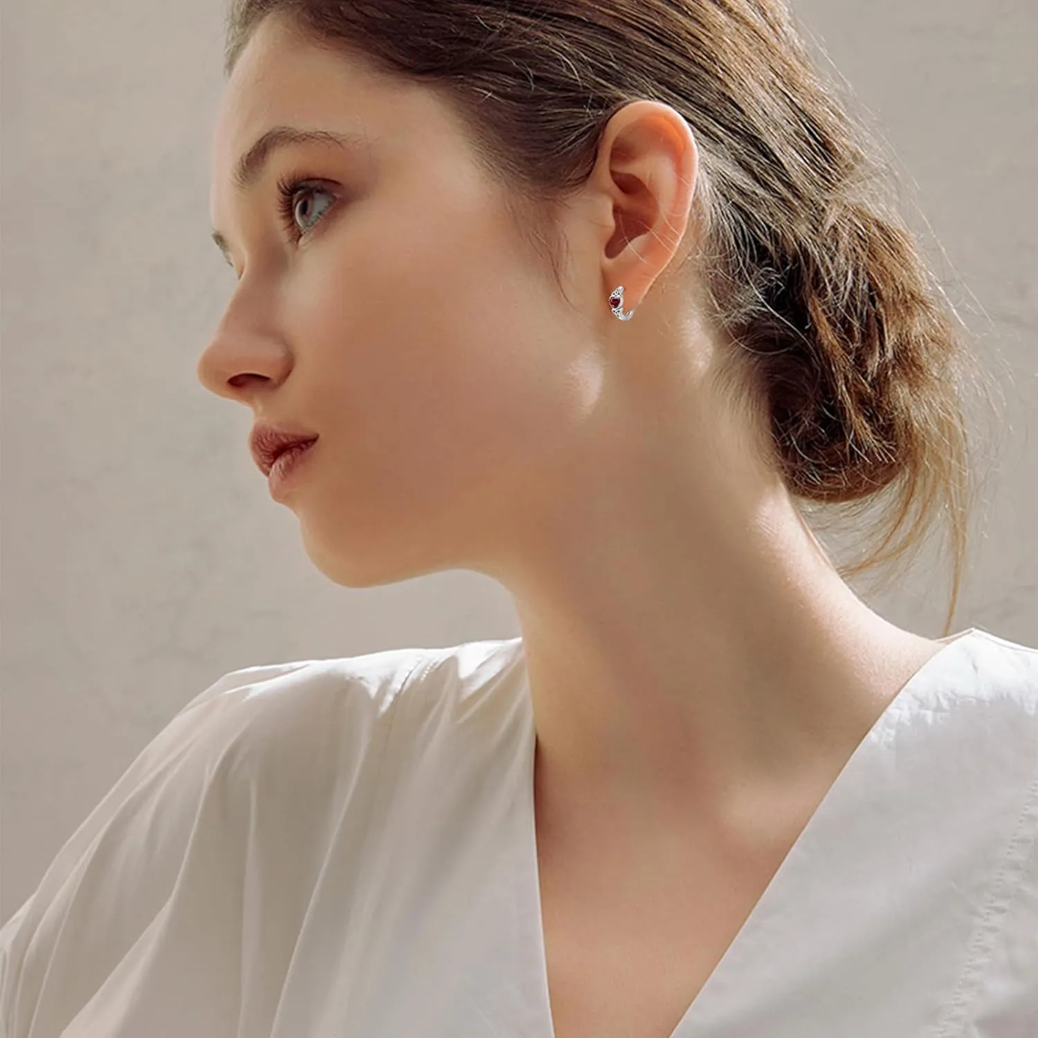 Celtic Knot Earrings Heart Hoops S925 Sterling Silver Irish Earrings Cartilage Hoop Earrings Small Hoop Earrings for Women