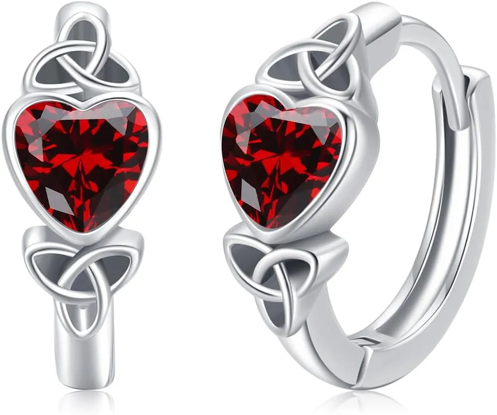 Celtic Knot Earrings Heart Hoops S925 Sterling Silver Irish Earrings Cartilage Hoop Earrings Small Hoop Earrings for Women