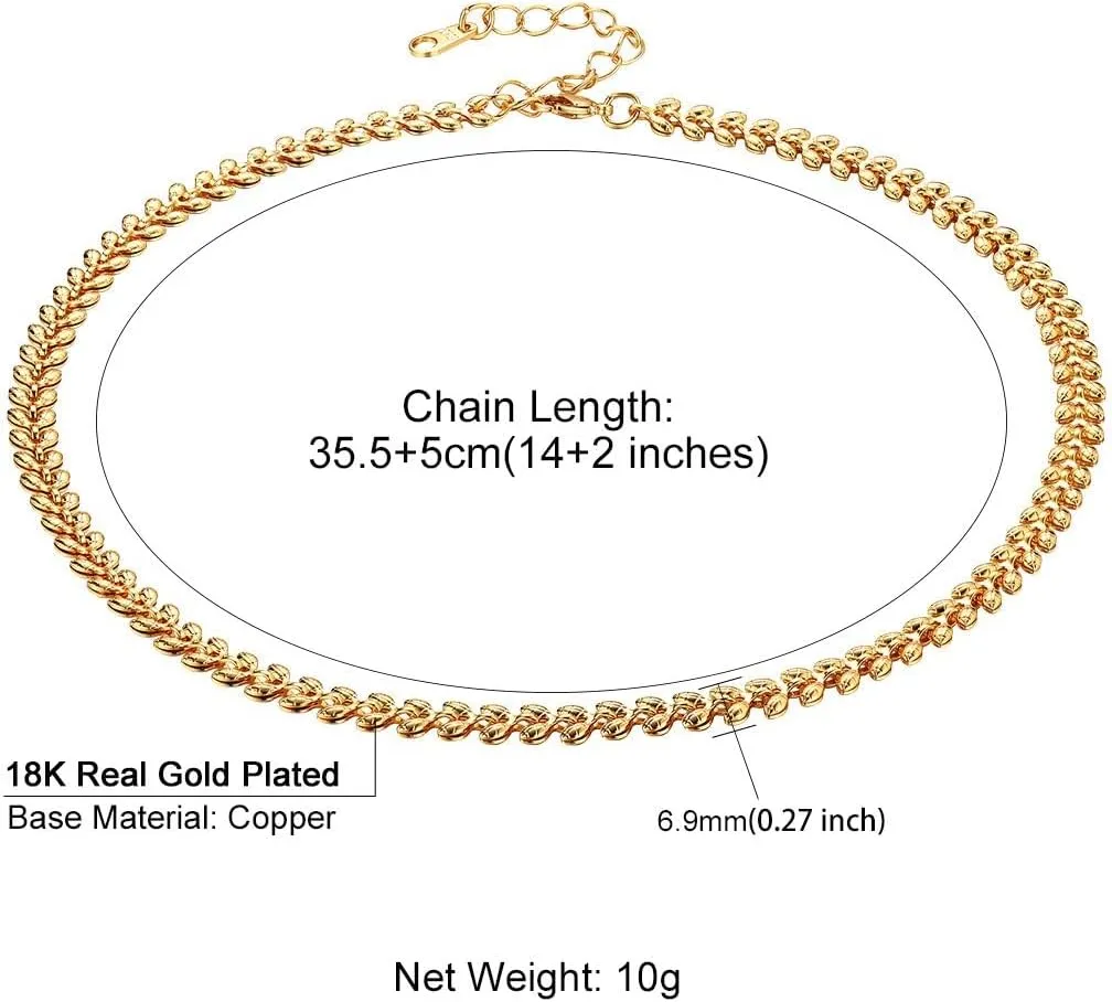 ChainsHouse 18K Gold Layered Bead/Paperclip/Heart Shape/Crystal Beads/Thick Chunky Cuban/O Cable Gold Link Chain Choker Necklaces for Women Girls, Custom Available, with Gift Box