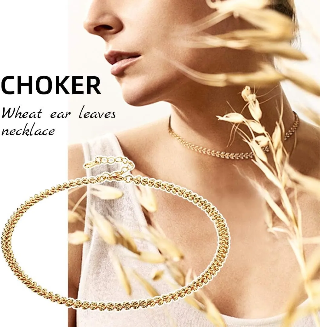 ChainsHouse 18K Gold Layered Bead/Paperclip/Heart Shape/Crystal Beads/Thick Chunky Cuban/O Cable Gold Link Chain Choker Necklaces for Women Girls, Custom Available, with Gift Box