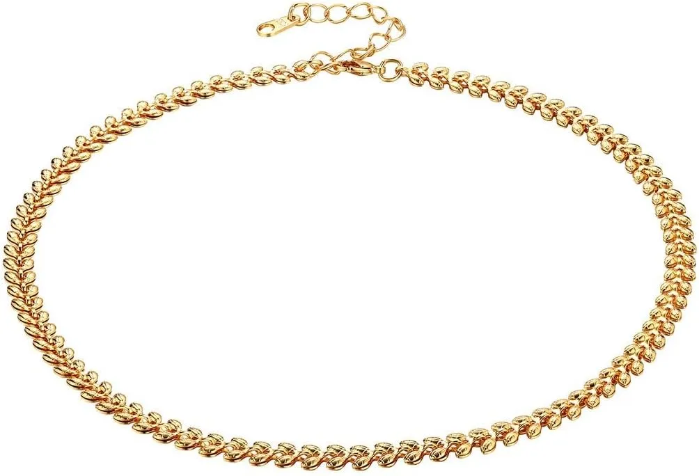 ChainsHouse 18K Gold Layered Bead/Paperclip/Heart Shape/Crystal Beads/Thick Chunky Cuban/O Cable Gold Link Chain Choker Necklaces for Women Girls, Custom Available, with Gift Box