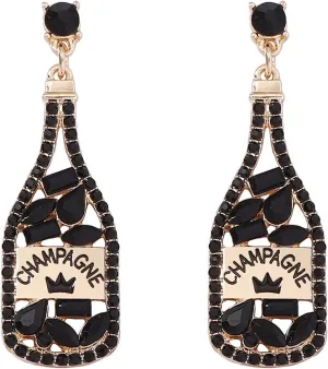 Champagne Earrings for Women Dainty Sparkling Rhinestone Champagne Bottle Earrings Margarita Earrings Tequila Earrings Crystal Wine Beer Glass Dangle Earrings Wedding Birthday Parties Jewelry Gifts