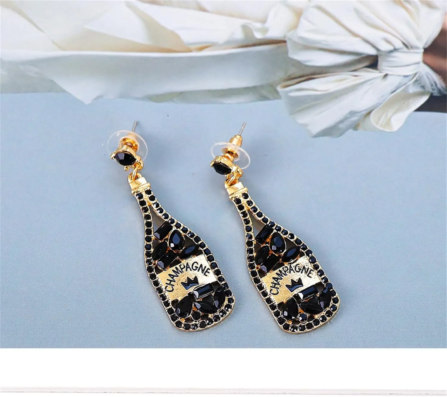 Champagne Earrings for Women Dainty Sparkling Rhinestone Champagne Bottle Earrings Margarita Earrings Tequila Earrings Crystal Wine Beer Glass Dangle Earrings Wedding Birthday Parties Jewelry Gifts