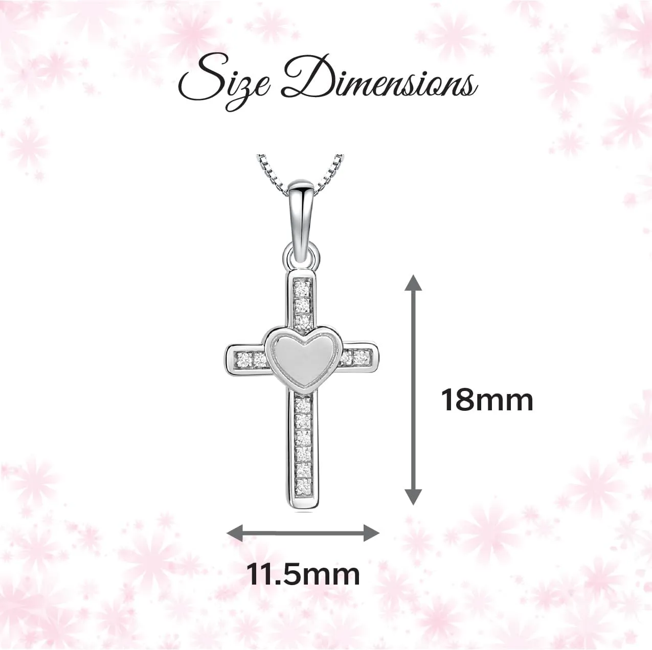 Cherished Moments Children's Sterling Silver Cross Necklace with Hearts for First Communion Gift for Girls