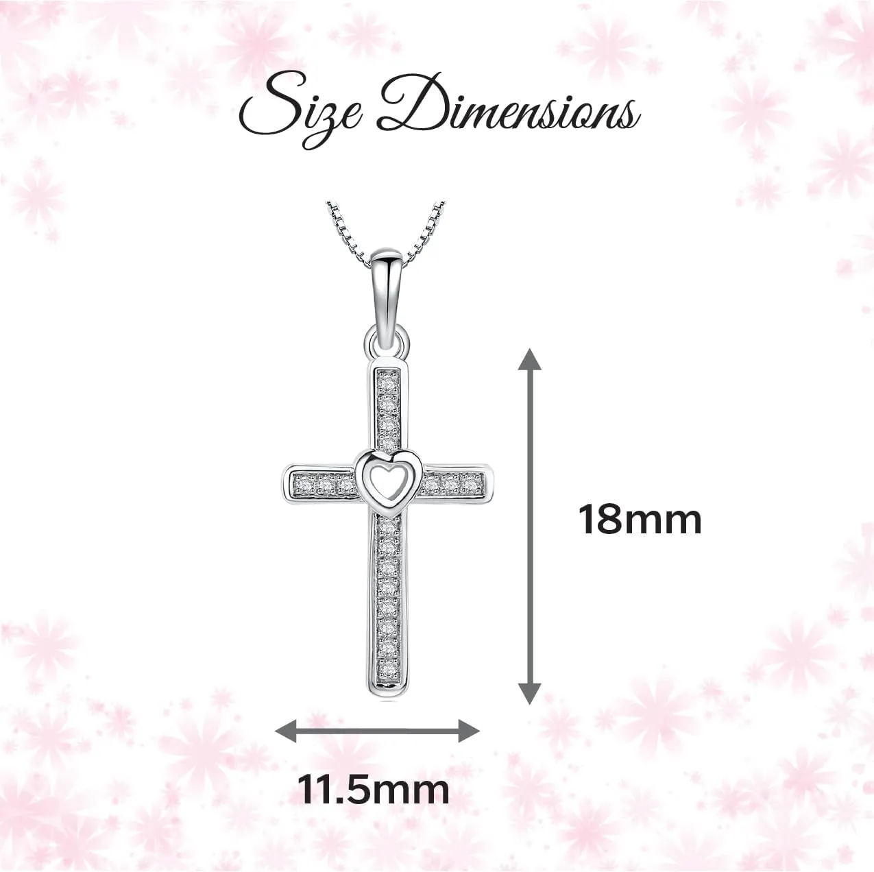 Cherished Moments Children's Sterling Silver Cross Necklace with Hearts for First Communion Gift for Girls