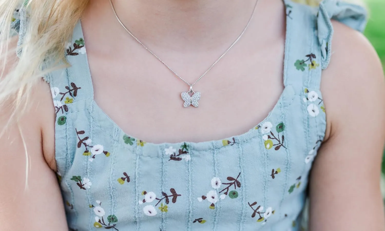 Cherished Moments Girl's Sterling Silver Butterfly CZ Birthstone Necklace for Toddlers, Little Girls, Teens, or Women