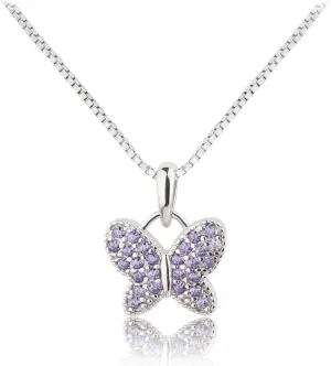Cherished Moments Girl's Sterling Silver Butterfly CZ Birthstone Necklace for Toddlers, Little Girls, Teens, or Women