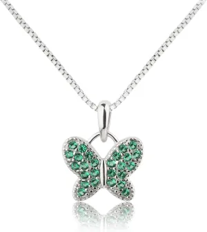 Cherished Moments Girl's Sterling Silver Butterfly CZ Birthstone Necklace for Toddlers, Little Girls, Teens, or Women