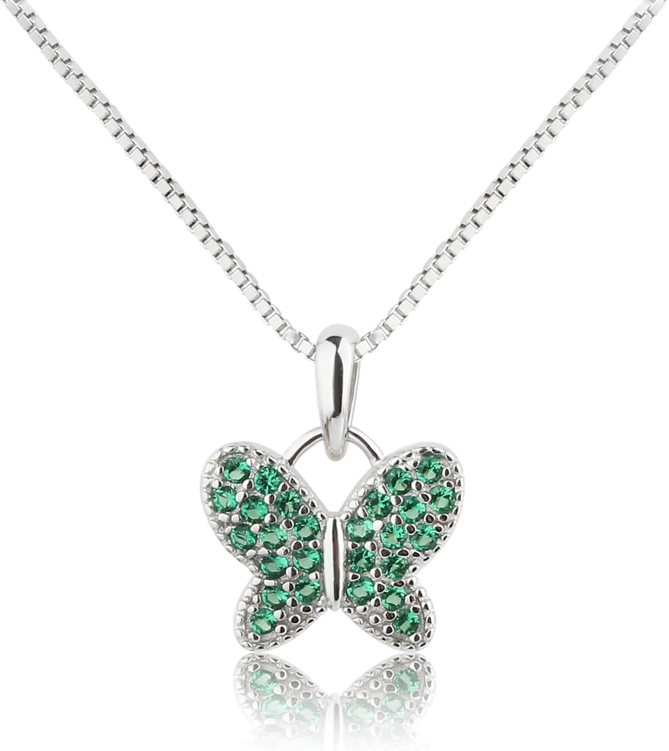 Cherished Moments Girl's Sterling Silver Butterfly CZ Birthstone Necklace for Toddlers, Little Girls, Teens, or Women