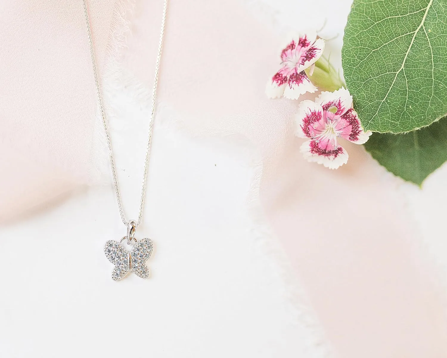 Cherished Moments Girl's Sterling Silver Butterfly CZ Birthstone Necklace for Toddlers, Little Girls, Teens, or Women
