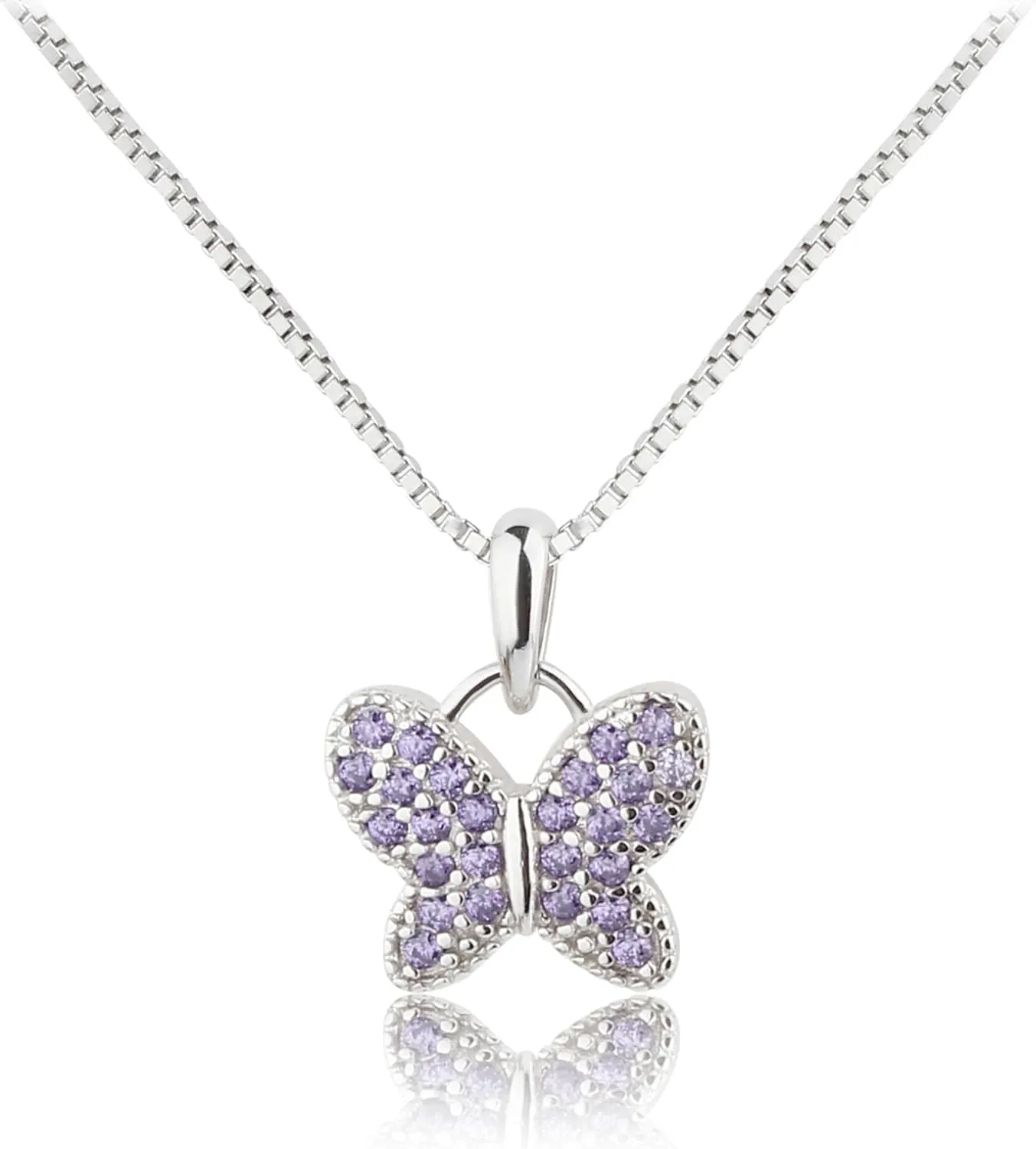 Cherished Moments Girl's Sterling Silver Butterfly CZ Birthstone Necklace for Toddlers, Little Girls, Teens, or Women