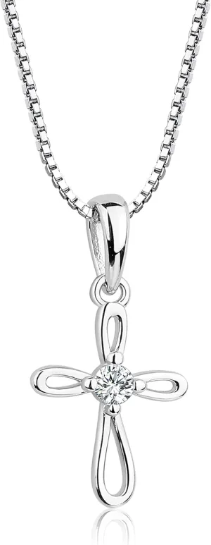 Cherished Moments Girls Sterling Silver Cross Necklaces for Holy First Communion Gifts with Poem in Gift Box