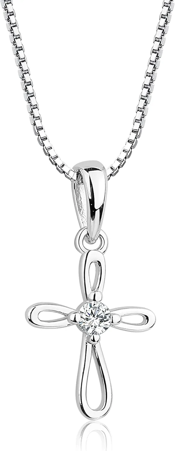 Cherished Moments Girls Sterling Silver Cross Necklaces for Holy First Communion Gifts with Poem in Gift Box