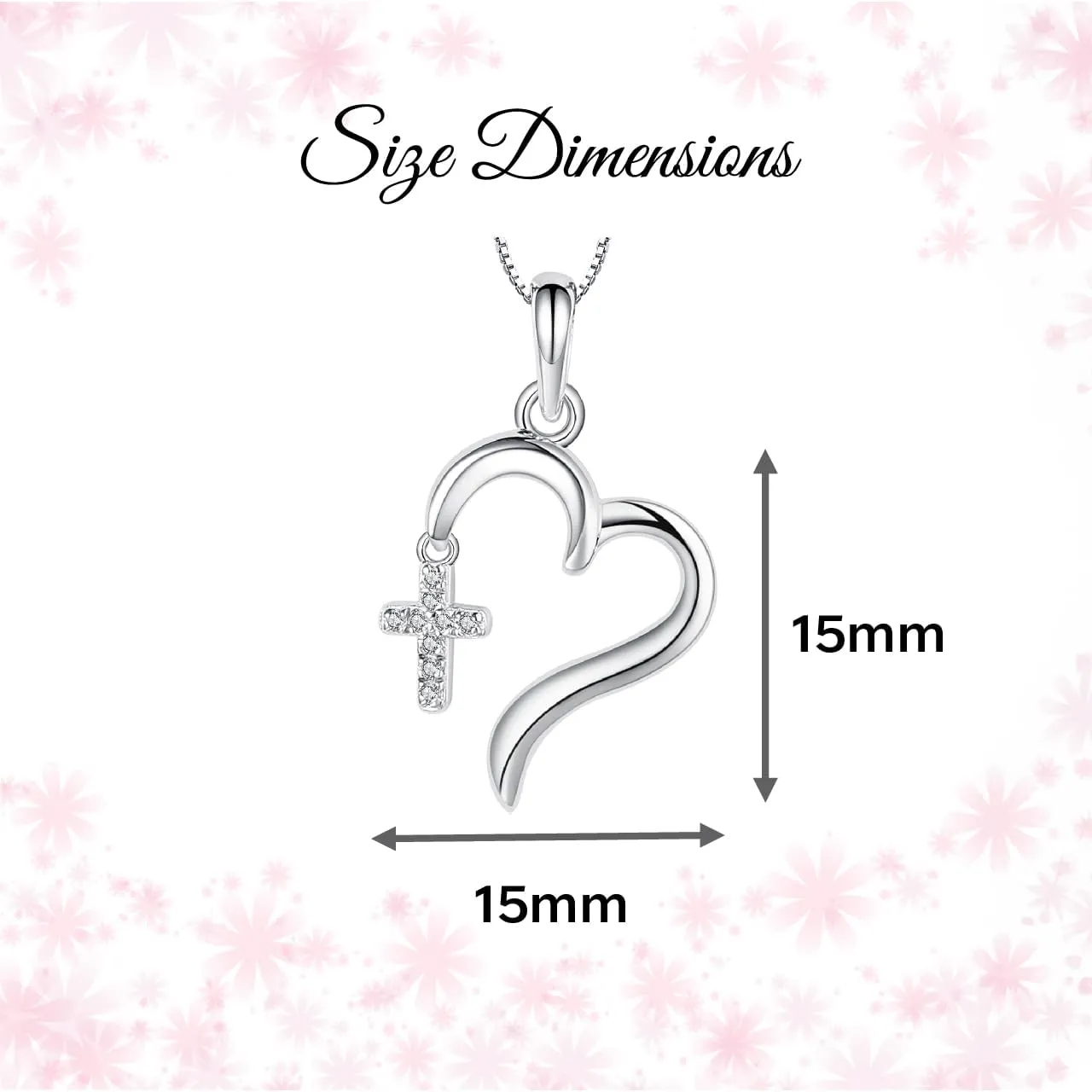 Cherished Moments Girl's Sterling Silver First Communion or Confirmation "Dangling Cross" Heart Necklace