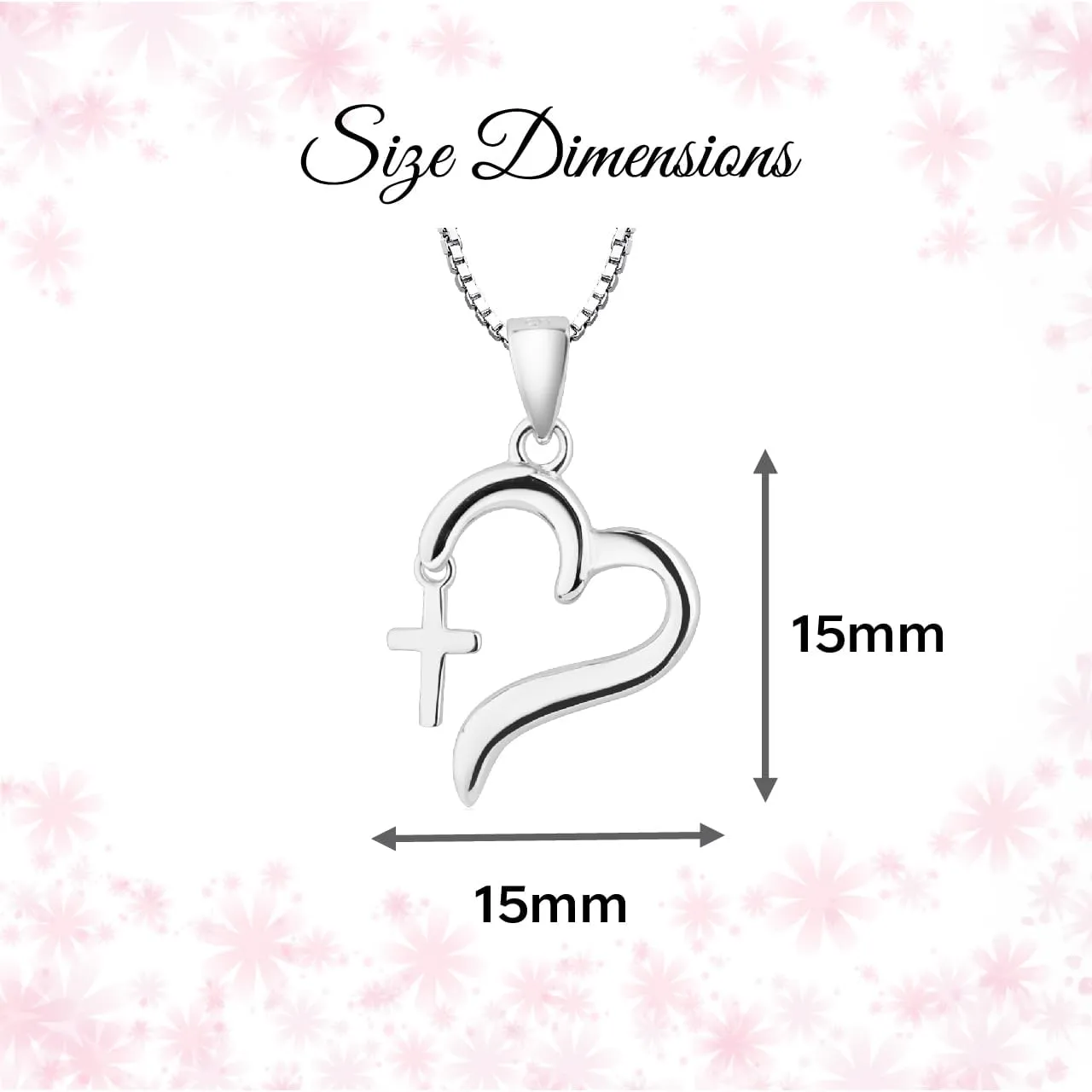 Cherished Moments Girl's Sterling Silver First Communion or Confirmation "Dangling Cross" Heart Necklace