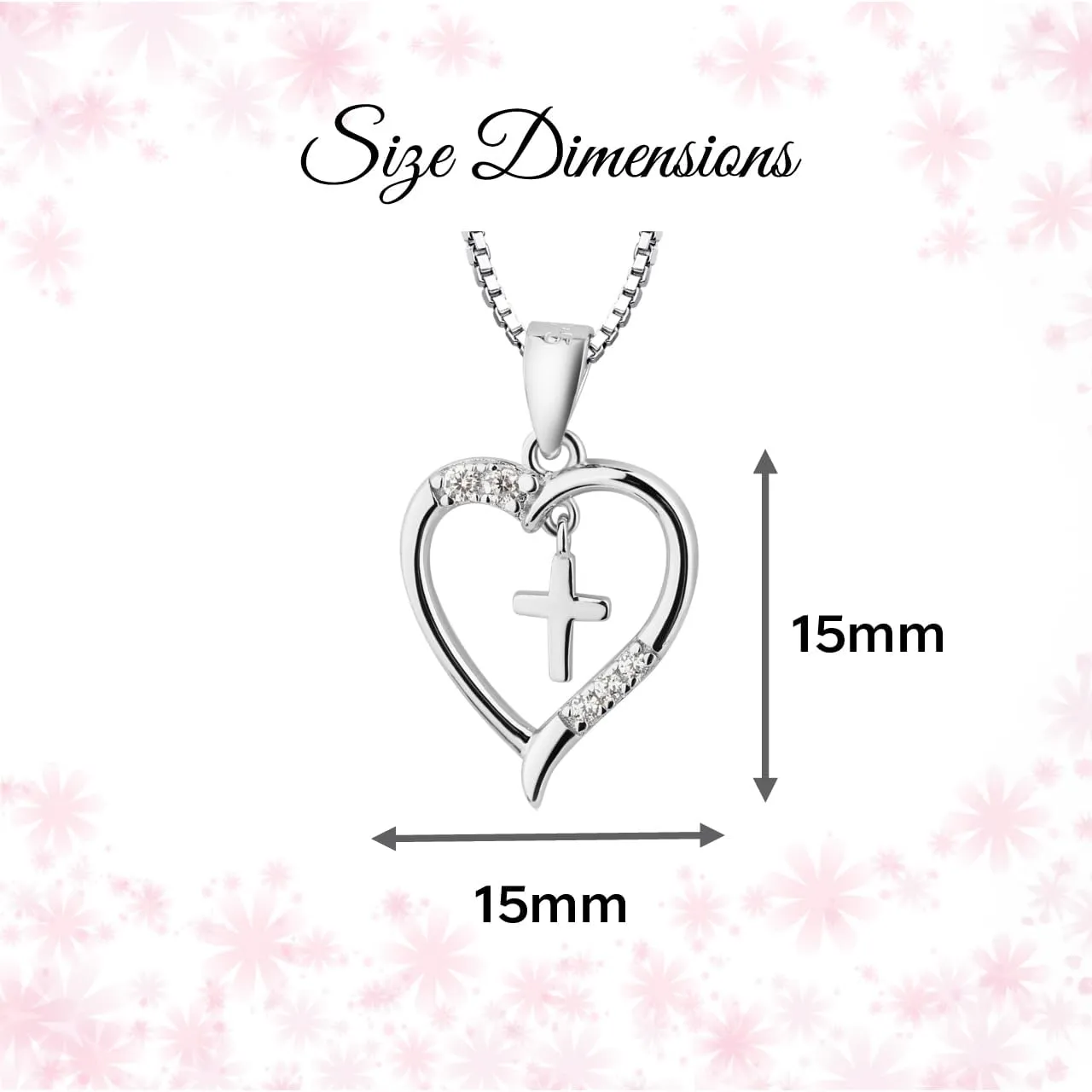 Cherished Moments Girl's Sterling Silver First Communion "Dancing Cross" Heart Necklace