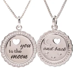 Cherished Moments Girl's Sterling Silver "I Love you to the Moon and Back" Charm Necklace with CZs