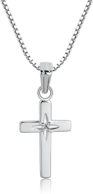 Cherished Moments Sterling Silver Cross Necklace with Diamond Accent