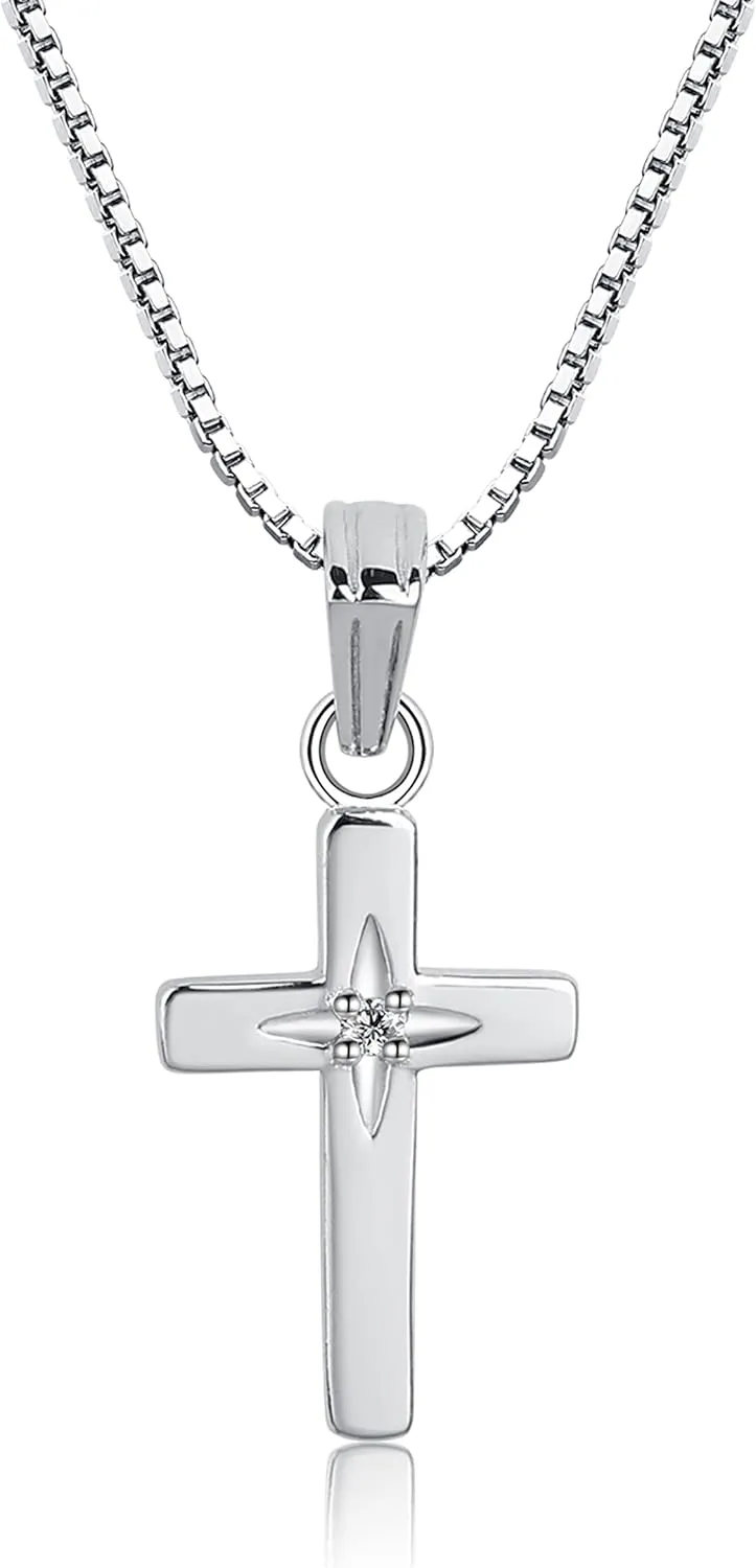 Cherished Moments Sterling Silver Cross Necklace with Diamond Accent