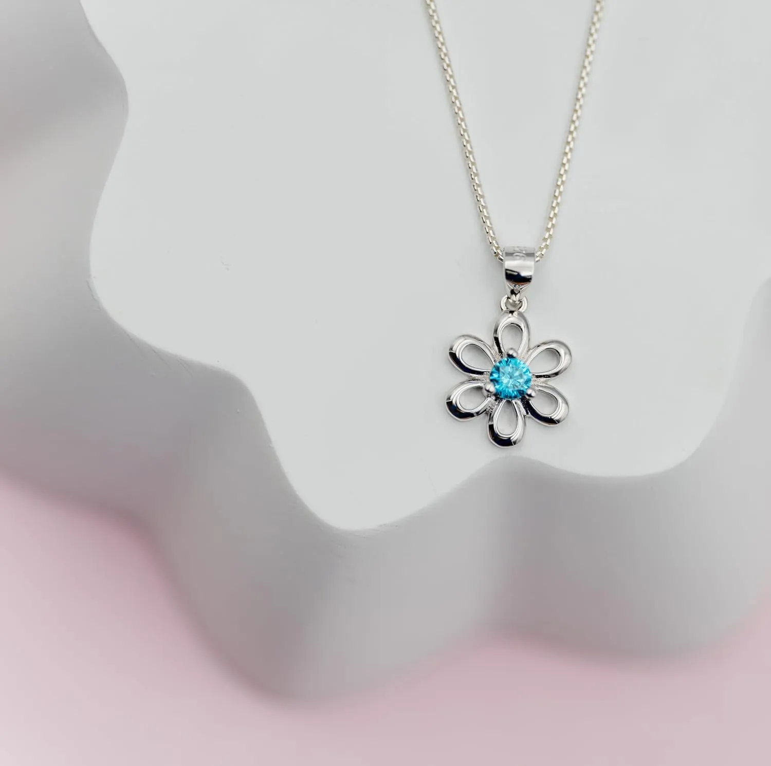 Cherished Moments Sterling Silver Daisy Simulated Birthstone Necklace